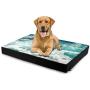 Blue Ocean Waves, Large Dog Bed for Small, Medium, Large Dogs/Cats Up to 65 Lbs, Thick Mattress with Removable Washable Cover and Waterproof Lining