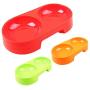 LeSharp Dog Accessories, Pet Puppy Dog Cat Food Water Dish Feeder Plastic No Slip Double Bowl Dispenser - Green
