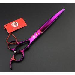 Purple Dragon 8.0 inch Professional Pet Grooming Scissors,Dog Straight Shear, Thinning/Blending Scissor & 2 PCS Curved Shear with Bag