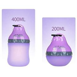 OCSOSO Dog Water Bottle Portable Silicone Folding Pets Bowl Travel Pet Canteen Outdoor Collapsing Water Feeding Bottles Kettle with Carabiner Clip for Dogs Cats 200ML 400ML.