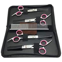 7 inch Dog Grooming Kit Pet Cat Grooming Scissors Tool Round Tips Professional Stainless Steel Curved Straight Thinning Shears Clippers