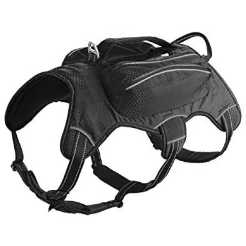 Titan - Backpack For Dogs | Dog Backpack For Hiking w/ 3M Reflective Stitching Increases Safety At Night | Front And Back Leash Attachment Points | 5 Point Adjustable Fit Harness For Dogs | Dog Vest