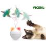 Automatic Cat/Dog Toy - Pet Feathers cat toys - pets Toys Wicked Balls - USB Charging or AA Battery Operated, Interactive Cat Chase Toy - Auto Shut Off and Silent - Kitten/Dog Owners Gift Idea