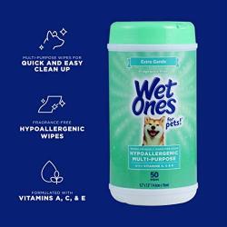 Wet Ones for Pets Hypoallergenic Multi-Purpose Dog Wipes with Vitamins A, C & E | Fragrance-Free Hypoallergenic Dog Wipes for All Dogs Wet Ones Wipes with Wet Lock Seal