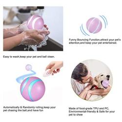 Blinkbrione Remote Control Pet Bounce Ball, Automatic Rolling and Rotation for Dogs & Cats with Colorful LED Lights, Rechargeable and Durable (Pink)