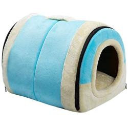 Hollypet Crystal Velvet Self-Warming 2 in 1 Foldable Cave House Shape Nest Pet Sleeping Bed for Cats and Small Dogs