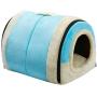 Hollypet Crystal Velvet Self-Warming 2 in 1 Foldable Cave House Shape Nest Pet Sleeping Bed for Cats and Small Dogs