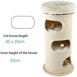 Cat Tower Condo, Cat Tree Furniture Kitten Play House Flannel-Covered Cat Tree Barrel Sturdy and Stable Cat Tree Play Tower