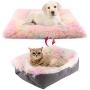 Chintu Cat Bed Pad for Indoor Cats Machine Washable Mat 2-in-1 Pet Beds for Medium Small Dogs Plush Fluffy Dog Bed Faux Fur Cat Cushion Rainbow 20x24 Inch