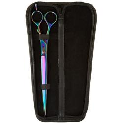 Tamsco Genuine Japanese Stainless Steel Scissors 10.5-Inch Curved Blade Plasma Coated, Semi-Convex Edge Japanese Stainless Steel Plasma Rainbow Finish Curved Blade Adjustable Tension Screw