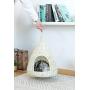 PawsMark Natural Willow Pet Sleeping Bed, Cave, Basket for Dog or Cats with Cushion, White (QI003681)