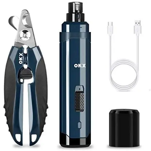 OKX Dog Nail Grinder, Professional Electric 2-Speed Rechargeable Low Noise Pet Nail Trimmer Painless Paws Grooming & Smoothing for Small Medium Large Dogs & Cats + Free Dog Nail Cliper OKX Dog Nail Grinder, Professional Electric 2-Speed Rechargeable Low Noise Pet Nail Trimmer Painless Paws Grooming & Smoothing for Small Medium Large Dogs & Cats + Free Dog Nail Cliper