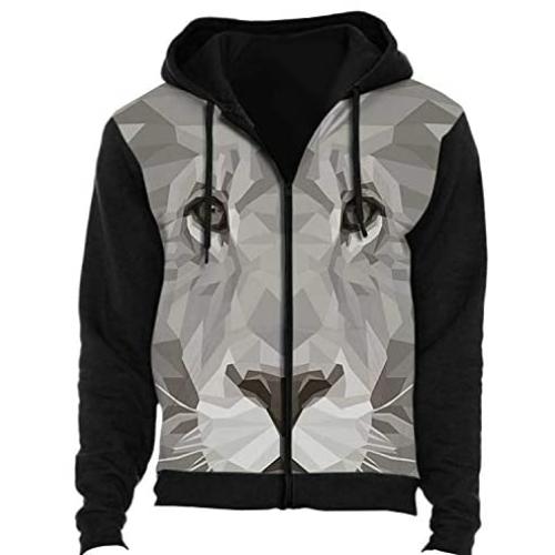 Vector - of a Lioness on White -.Wild cat.- - Africa,Couple 3D Print Zip up Sweatshirt UK S