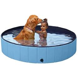 Nurxiovo Foldable Pet Swimming Pool PVC Indoor &Outdoor Bathing Tub for Large Dogs Cats Kids,Blue (48,55,63)