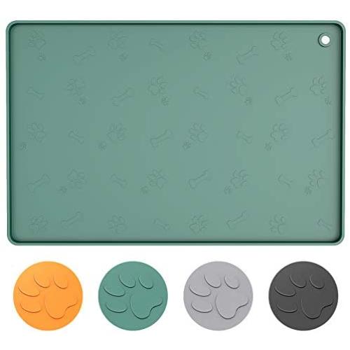 ME.FAN Dog Food Mat[24''x16''] Large Pet Food Mat - Nonslip Silicone Dog Bowl Mat - Washable Dog Feeding Mat for Food and Water, Waterproof Dog Food Mats for Floors