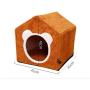Cat Small Dog Cosy Bed Pets Cartoon Bed Hideout Cave, Washable，Winter Warm House,Universal Pet House (Brown)