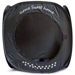 Feline Ruff Home Sweet Home Pop Up Cat Cube. A Collapsible Indoor Cat House. Covered Pet Bed Hideaway Cave for Dogs and Other Pets Too.