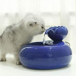 ZZK Cat Kitten Drinking Fountains Ceramic Lotus Shape USB circulating Pumps Automatic Electric Water Dispenser Filtered Water Machine Feed Bowl