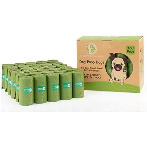 Greener Walker Poop Bags for Dog Waste-450 Bags,Extra Thick Strong 100% Leak Proof Biodegradable Dog waste Bags (Green)