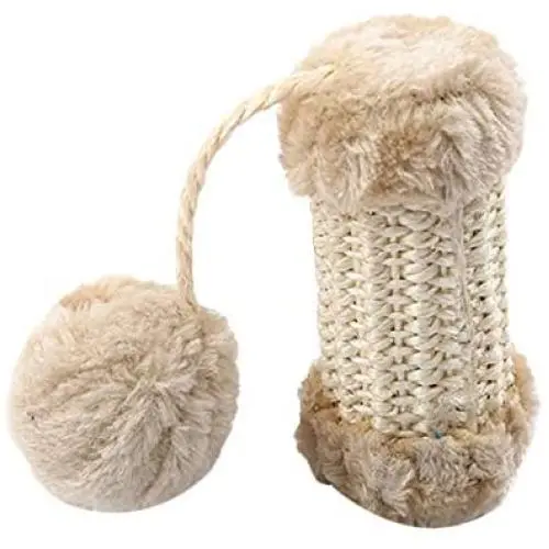 ocijf179 Cat Toy Pet Cat Kitten Sisal Post Pompom Sound Scratcher Interactive Play Scratching Toy - Linen Color ocijf179 Cat Toy Pet Cat Kitten Sisal Post Pompom Sound Scratcher Interactive Play Scratching Toy - Linen Color