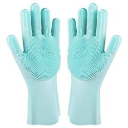 YouJia Pet Grooming Gloves, Silicone Hair Remover Brush Glove with High Density Teeth Brush, Gentle Bathing Shampoo Massage Gloves for Dogs Cats