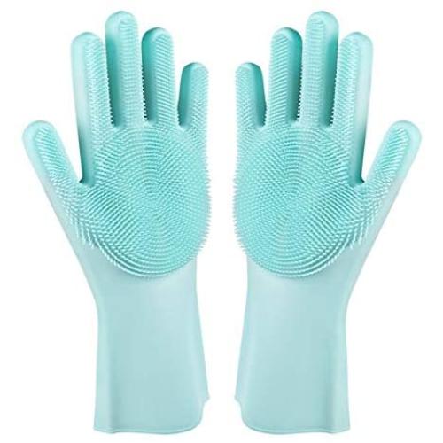 YouJia Pet Grooming Gloves, Silicone Hair Remover Brush Glove with High Density Teeth Brush, Gentle Bathing Shampoo Massage Gloves for Dogs Cats