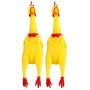 2 Pack Screaming Rubber Chicken,Squeaky Noise Yellow Chicken Toy Dog Chew to, Ideal Prank Novelty Gift,15”