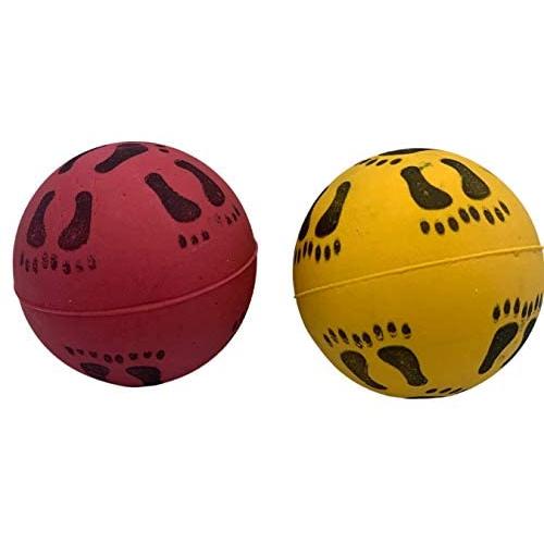 2 Pack Rubber Pet Chew Balls Yellow, RED , Natural Rubber 2.3X2.3X2.3inches-Perfect Toys Balls for Pets