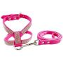 PETCARE Sparkly Rhinestone Bling Dog Harness and Leash Set Soft Korean Velvet Microfiber Shining Diamonds Pet Collar Harness Vest for Puppy Small Dogs Cats