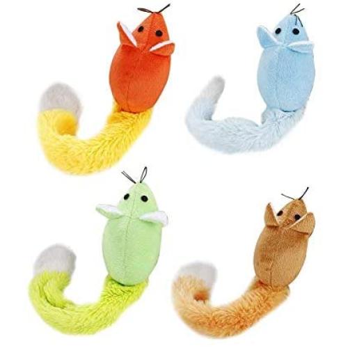 redcolourful Long Tail Mouse Shape Cat Toys with Catnip Funny Interactive Trainning Pet Toys for Cats Supplies Brown (Without Paper Card)  30cm