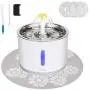 Cat Water Fountain, Pet Water Fountain Stainless Steel, 2.4L Cat Fountain with 3 Replacement Filters and Cleaning Brushes, Ultra Quiet Water Level Window with LED Light, 3 Ways to Drink