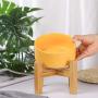 LIONWEI LIONWELI Ceramic Elevated Raised Cat Bowl with Wood Stand No Spill Pet Food Water Feeder Cats Small Dogs