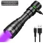 AHOME V2 UV Blacklight Flashlight [Zoomable] & [USB Rechargeable] Black Light 395nm Ultraviolet LED Lamp, Scorpion Finder & Pet Urine Detector with 3000mAh Battery and Charging Cable