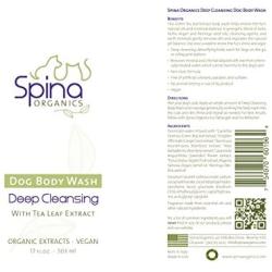 Spina Organics, 100% Natural deodorizing, DEEP CLEANSING Organic dog and cat Shampoo, brightens coats, soothes itchy, dry and sensitive skin with healing Aloe Vera 17oz, Made in the USA