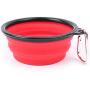 Moli Mall 2 pcs Folding Pet Bowl Travel Pet Cup with Carabiner Silicone Material (Red)