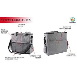 Top Dog Travel Bag, Airline Approved Travel Set for Dogs Stores All Your Dog Accessories, Includes A Dog Bowl, Gray