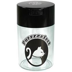 Pawvacs Set of 3 ( 6, 12, 24 Ounce ) Vacuum Sealed Pet Food Storage Containers; Black Cap & Clear Body/Black Cat