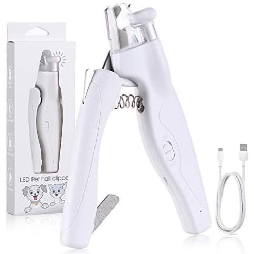 G.C Dog Nail Clippers and Trimmers with LED Light Free Nail File to Avoid Over-Cutting Rechargeable Pet Nail Trimmers Professional Grooming Tools