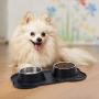 Rolife Dog Bowls 2 Stainless Steel Food Water Feeder Bowls with Non Spill Skid Resistant Silicone Mat + Pet Food Scoop for Pets Puppy Small Medium Dogs Cats