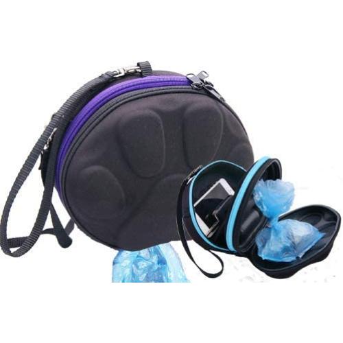 PoopPac Designs PP2-00007 Dog Walker Waste Case Black with Purple Zipper