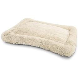 WINDRACING Faux Fur Dog Bed Crate Mat Soft Plush Calming Pet Mattress for Large Medium Dog Warming Cozy Anti Anxiety Non-Slip Machine Washable Dog Cushion for Kennel Pad