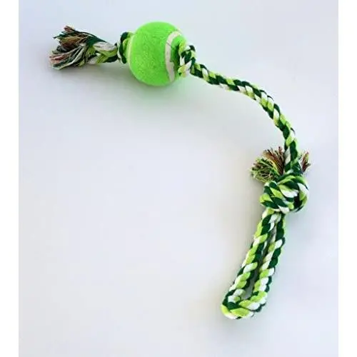Cotton Braided pet Toy Rope Fetch with Tennis Ball. Size: Ball Diameter: 6 cm, Rope L: 50 cm. Available Color May Vary. Cotton Braided pet Toy Rope Fetch with Tennis Ball. Size: Ball Diameter: 6 cm, Rope L: 50 cm. Available Color May Vary.