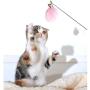 BeesClover Long Handle Steel Wire Feather Pole Cat Teaser Interactive Toy pet Gift