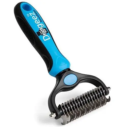 Dogeez Dematting Tool for Dogs | Gentle Grooming to Detangle Matted Fur and Stop Shedding | Dual Sided Undercoat Rake for Small, Medium and Long Hair Dog, Cat, and Other Pets | Undercoat Brush Comb Dogeez Dematting Tool for Dogs | Gentle Grooming to Detangle Matted Fur and Stop Shedding | Dual Sided Undercoat Rake for Small, Medium and Long Hair Dog, Cat, and Other Pets | Undercoat Brush Comb