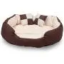 long rich Durable Bolster Sleeper Oval Pet Bed with Removable Reversible Insert Cushion and Additional Two Pillow, Brown to Beige Color, by Happycare Textiles long rich Durable Bolster Sleeper Oval Pet Bed with Removable Reversible Insert Cushion and Additional Two Pillow, Brown to Beige Color, by Happycare Textiles
