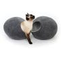 Kivikis Cat Bed, House, Cave, Nap Cocoon, Igloo, 100% Handmade from Sheep Wool Size: Large, L for 6-8 kg (12-16 pounds) cat. (Dark Gray)