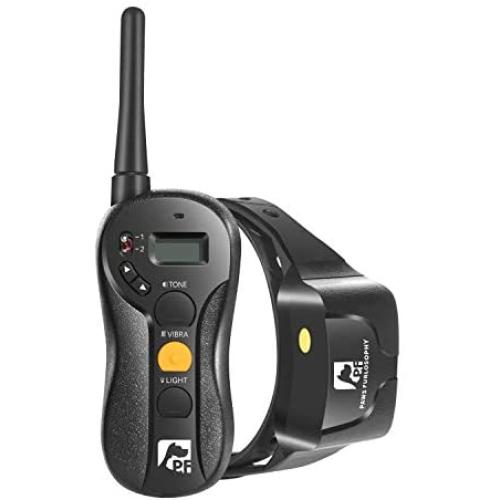 Paws Furlosophy No Shock Dog Collar - Dog Training Collar with Remote ,650 Yard Remote Control Dog E Collar with Buzzing,for 16 Levels of Vibration,100% Waterproof,Suitable for Dog Within 22 ~100 lbs