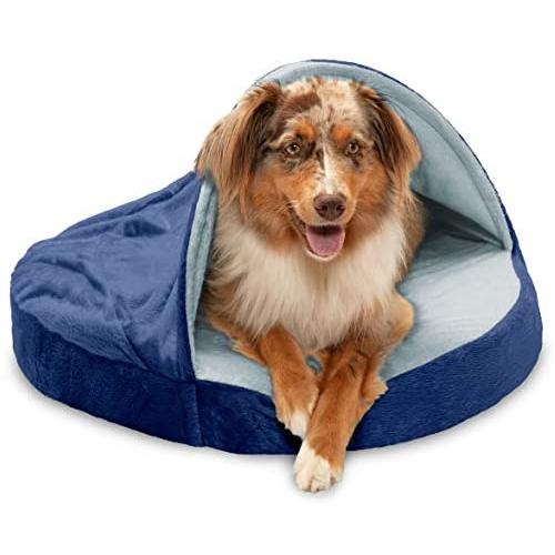 Furhaven Pet - Plush Ergonomic Orthopedic Foam Mattress Dog Bed, Round Snuggery Hooded Dog Bed, and ThermaNAP Self-Warming Quilted Cat Bed Pad for Dogs and Cats - Multiple Styles, Sizes, and Colors