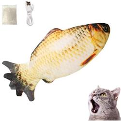 Growom Electric Fish Cat Toy, Funny Interactive Pets Pillow Chew Bite Kick Supplies Catnip Toys Perfect for Cat/Kitty/Kitten Fish Flop Lifetime Replacement Guarantee