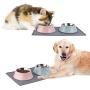 Dcxz Silicone Pet Food Mat Non-Slip Easy Clean Waterproof 19”x12”Large Gray with 0.5”Raised Edge for Dog Cat Feeding Mat Black